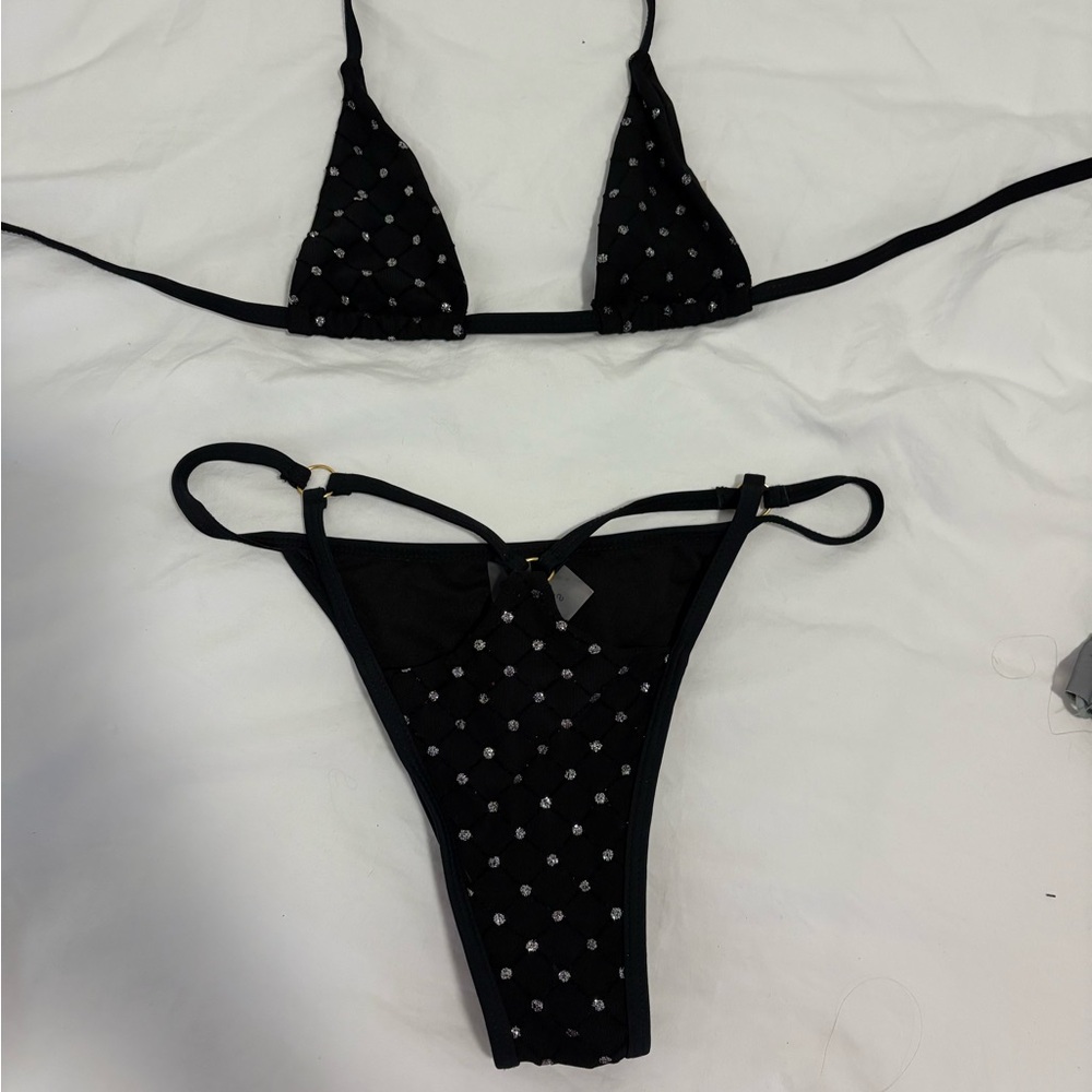 Black Polka Dot Bikini Set